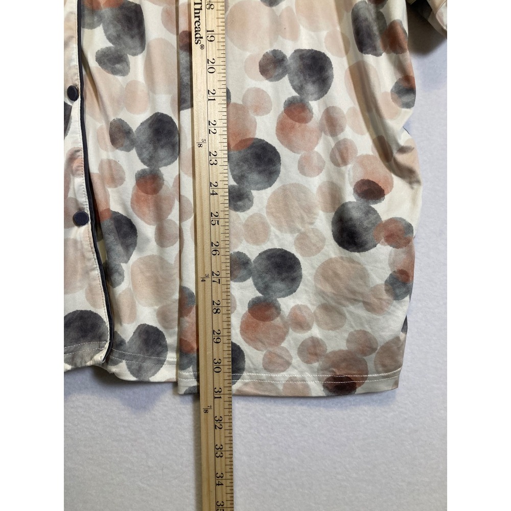 Disney Pajama Top Womens 3X Beige Mickey Mouse Watercolor Polka‎ Dot Button Up - Picture 7 of 9